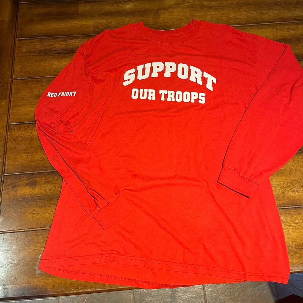 Red Support Our Troops Long Sleeve XL